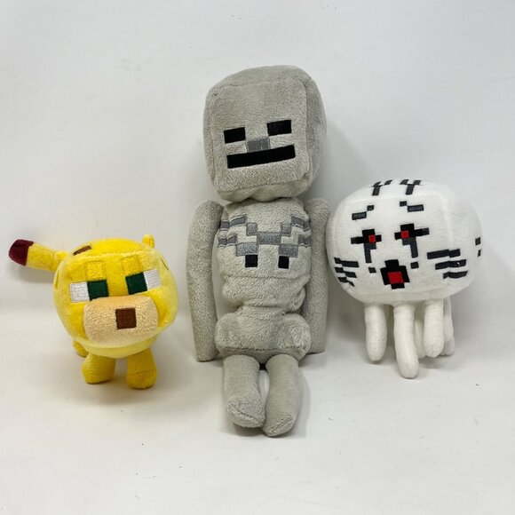 Minecraft Mojang Stuffed Plush Trio - Skeleton, Ghost and Ocelot - Picture 1 of 12